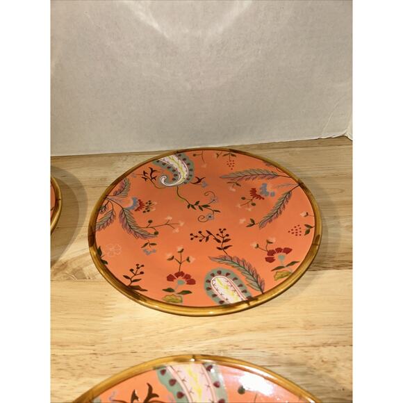 Set (4) Tracy Porter 9” Salad Plate Artesian Road Collection Hand Painted Orange - Picture 4 of 12